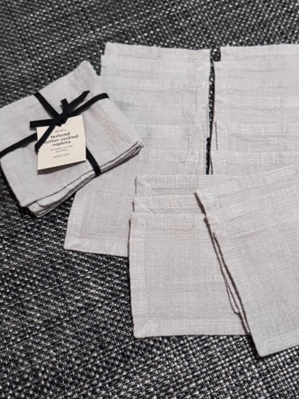 West Elm Textured Cotton Cocktail Napkins, NWT, 24 Napkins, 4 Sets of 6